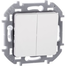 Выключатель 2-клавишный 10АХ безвинтовое крепление белый INSPIRIA