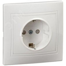 KVARTA Розетка 1-местная с заземлением с защитными шторками 16А РСш10-3-КРБ белый GENERICA