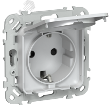 FLITE Розетка с заземлением с защитными шторками и крышкой безвинтовое крепление 16А IP44 РСшкр11-1-44-ФлЖ жемчуг IEK