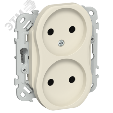 FLITE Розетка 2-местная без заземления без защитных шторок безвинтовое крепление 10А РС02-1-ФлСл сливочный IEK
