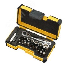 Набор бит PZ/PH/TX/HEX и головок с мини трещоткой в кейсе, 23 шт