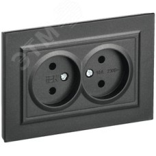 BRITE Розетка 2-местная без заземления без защитных шторок 10А в сборе РС12-2-БрЧ черный IEK