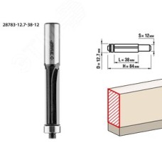 Фреза кромочная с нижним подшипником 12.7x38мм, хвостовик 12мм