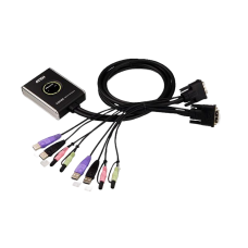 2-портовый KVM-переключатель со встроенными KVM кабелями 2х(1,2м), 1 user DVI-D(Female)+ 2хUSB(Тип А(Female)) +2хАудио(Female) <-> 2 cpu DVI-D(Male)+2хUSB(Тип А(Male))+2хАудио(Male), настольный, некаскад., не требуется внешнее питание/ PETITE 2 PORT DVI C