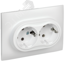 SKANDY Розетка 2-местная с заземлением без защитных шторок 16А в сборе SK-R08W арктический белый IEK