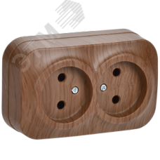 GLORY Розетка двухместная наружная без заземления дуб