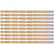 Сверла HSS по металлу, удлиненные, титановое покрытие 6.0х139 мм (10 шт)