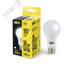 Лампа светодиодная A60 груша 15Вт 230В 4000К E27