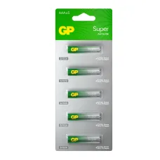 Алкалиновые батарейки GP Super Alkaline G-Tech 24А ААA - по 1 шт. на отрывных блистерах (5 шт.)