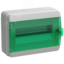 Корпус пластиковый навесной на 12 модулей КМПн-12 IP65 TEKFOR зеленая прозрачная дверь