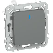 FLITE Выключатель 1-клавишный проходной с индикацией 10А ВС61-1-1-ФлМА мокрый асфальт IEK