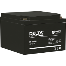 Батарея DELTA серия DT, DT 1226, напряжение 12В, емкость 26Ач (разряд 20 часов),  макс. ток разряда (5 сек.) 390А, макс. ток заряда 7.8А, свинцово-кислотная типа AGM, клеммы под гайку и болт M6, ДxШxВ 175х166х125мм., вес 8кг., срок службы 5 лет./ Battery 