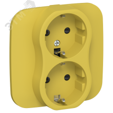 FLITE Розетка 2-местная с заземлением с защитными шторками 16А в сборе РСш12-0-А-ФлЖК желтый карри IEK