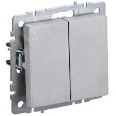 BRITE Выключатель двухклавишный 10А ВС10-2-0-БрА алюминий
