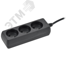 Удлинитель У3 3 места без заземления 1,5м 2х0,75мм2 10А 250В черный