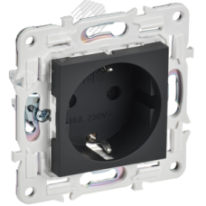 SKANDY Розетка с заземлением с защитными шторками 16А безвинтовое крепление SK-R06G графит IEK