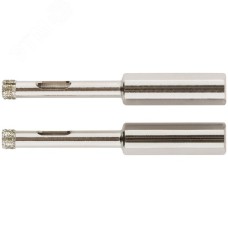 Коронки кольцевые по керамограниту, камню и кафелю алмазные, набор 2 шт, 6х67 мм