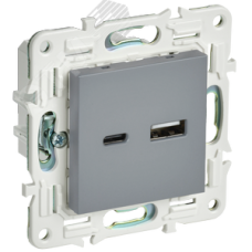 SKANDY Розетка USB A+C 18Вт SK-R13Gr серый IEK