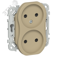 FLITE Розетка 2-местная без заземления с защитными шторками 10А РСш02-0-ФлХ хаки IEK
