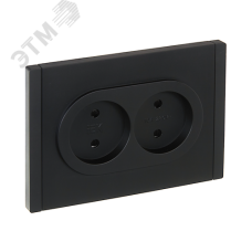 FORTE&PIANO Розетка 2-местная без заземления с защитными шторками безвинтовое крепление 10А FP125 черный IEK