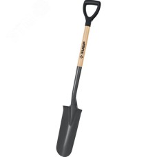 Лопата дренажная, полотно 1.7мм, закалено, дерев. лакир. черенок высшый сорт с рукояткой