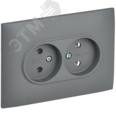 SKANDY Розетка 2-местная без заземления без защитных шторок 10А в сборе SK-R10Gr серый IEK