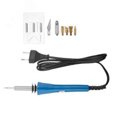Набор паяльник-выжигатель, 6 насадок, пирограф, 30Вт, 230В