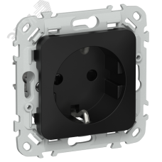 FLITE Розетка с заземлением с защитными шторками безвинтовое крепление 16А РСш11-1-ФлЧ черный IEK