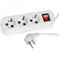 Удлинитель бытовой У-30 В, ПВС, 3 х 0.75 мм2, 3 гнезда, 5 м, выключатель 2200 Вт