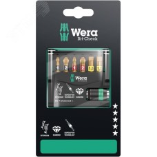 Набор бит с битодержателем Bit-Check 7 Diamond 1 SB алмазное покрытие 7 предметов с держателем-еврослот