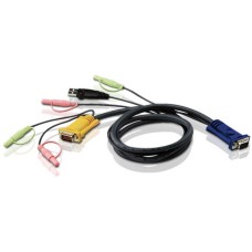 Кабель KVM  USB(тип А Male)+HDB15(Male)+2хАудио(Male) <-> SHDB15(Male)+2хАудио(Male) 3м черный/ CABLE HD15M/USBM/SP/SP-SPHD15M 3M
