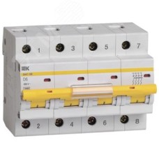 Выключатель автоматический ВА47-100 4P 6А 10кА х-ка D