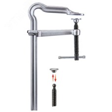 Струбцина OMEGA цельнометаллическая 500/120, усилие 5 кН, с Т-образной рукояткой, фиксированная скоба с запатентованной дугой OMEGA