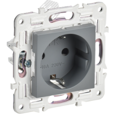 SKANDY Розетка с заземлением с защитными шторками 16А безвинтовое крепление SK-R06Gr серый IEK