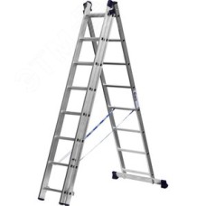 Лестница трехсекционная, алюминиевая, со стабилизатором, 8 ступеней