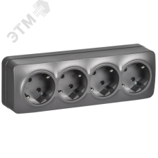 GLORY Розетка 4-местная для открытой установки с заземлением без защитных шторок 16А РС24-3-ХСм сталь матовый IEK