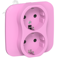 FLITE Розетка 2-местная с заземлением с защитными шторками безвинтовое крепление 16А в сборе РСш12-1-А-ФлПр пурпурный IEK