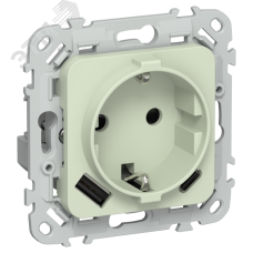 FLITE Розетка 1-местная с заземлением с защитными шторками 16А с USB A+C 20Вт РСЮшс11-0-ФлП панг IEK