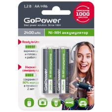 Аккумулятор предзаряженный RTU GoPower HR6 AA BL2 NI-MH 2400mAh (2/20/240) блистер (2 шт.)