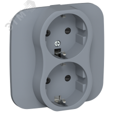 FLITE Розетка 2-местная с заземлением с защитными шторками 16А в сборе РСш12-0-А-ФлМ маренго IEK