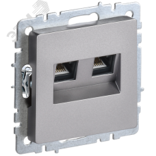 BRITE Розетка компьютерная двойная RJ45 кат.5E РК10-2-БрС сталь