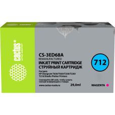 -/ Картридж струйный Cactus CS-3ED68A 712 пурпурный (29мл) для HP DJ T230/630