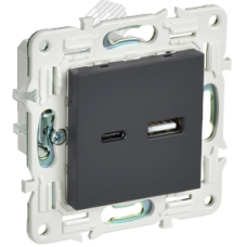 SKANDY Розетка USB A+C 3,1А SK-R14G графит IEK