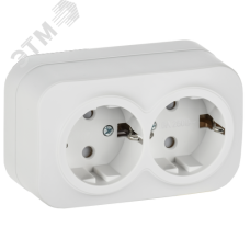 GLORY Розетка 2-местная для открытой установки с заземлением с защитными шторками 16А РСш22-3-ХБм белый матовый IEK