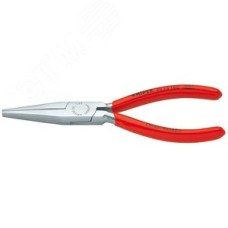 Длинногубцы плоские рифлённые губки 42 мм L-140 мм хромированные обливные рукоятки