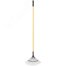 Грабли веерные проволочные с желтым металлизированным черенком, 22 зуба