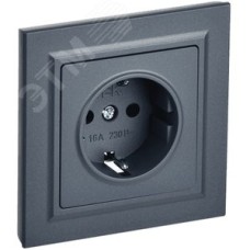 BRITE Розетка 1 пост с заземлением с защитными шторками 16А в сборе РСР14-1-0-БрМ маренго IEK