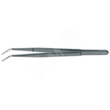 Пинцет захватный прецизионный с направляющим штифтом тонкие зазубренные губки под 45° L-155 мм пружинная сталь чёрная матовая лакировка