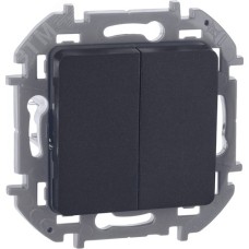 Выключатель 2-клавишный 10АХ безвинтовое крепление антрацит INSPIRIA