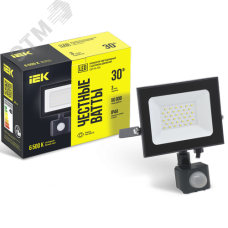 Прожектор СДО 06-30Д светодиодный черный с ДД IP54 6500K